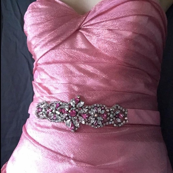 PINK PRINCESS PROM DRESS WITH GEMS BY TONY BOWLS - Picture 3 of 8